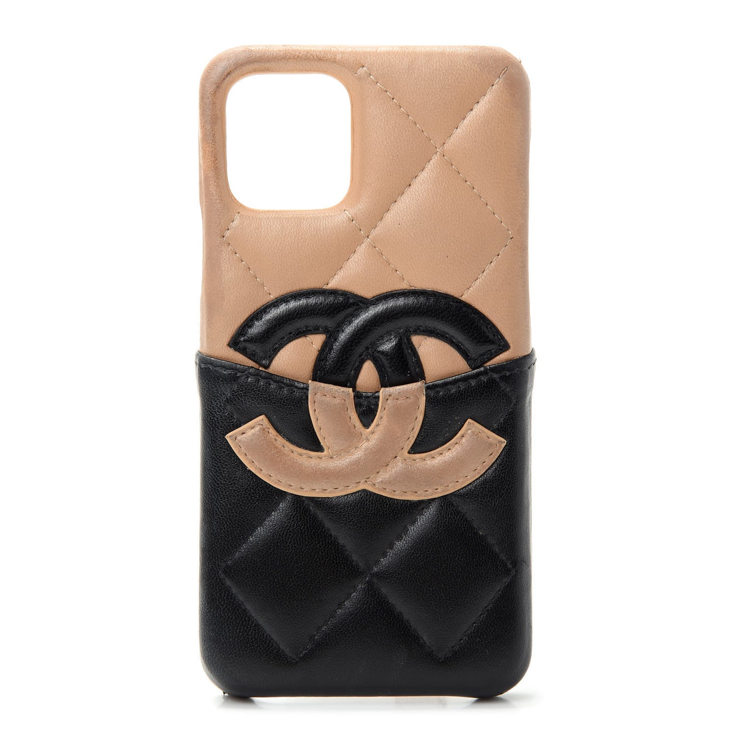 Chanel Lambskin Quilted CC iPhone XI Pro Case Beige Black 1 of 9