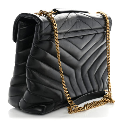 Saint Laurent Calfskin Y Quilted Monogram Medium Loulou Chain Satchel Black 3 of 11
