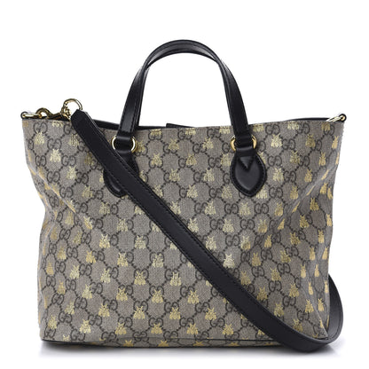 Gucci Soft GG Supreme Monogram Bees Small Crossbody Tote Beige Oro Black 1 of 10
