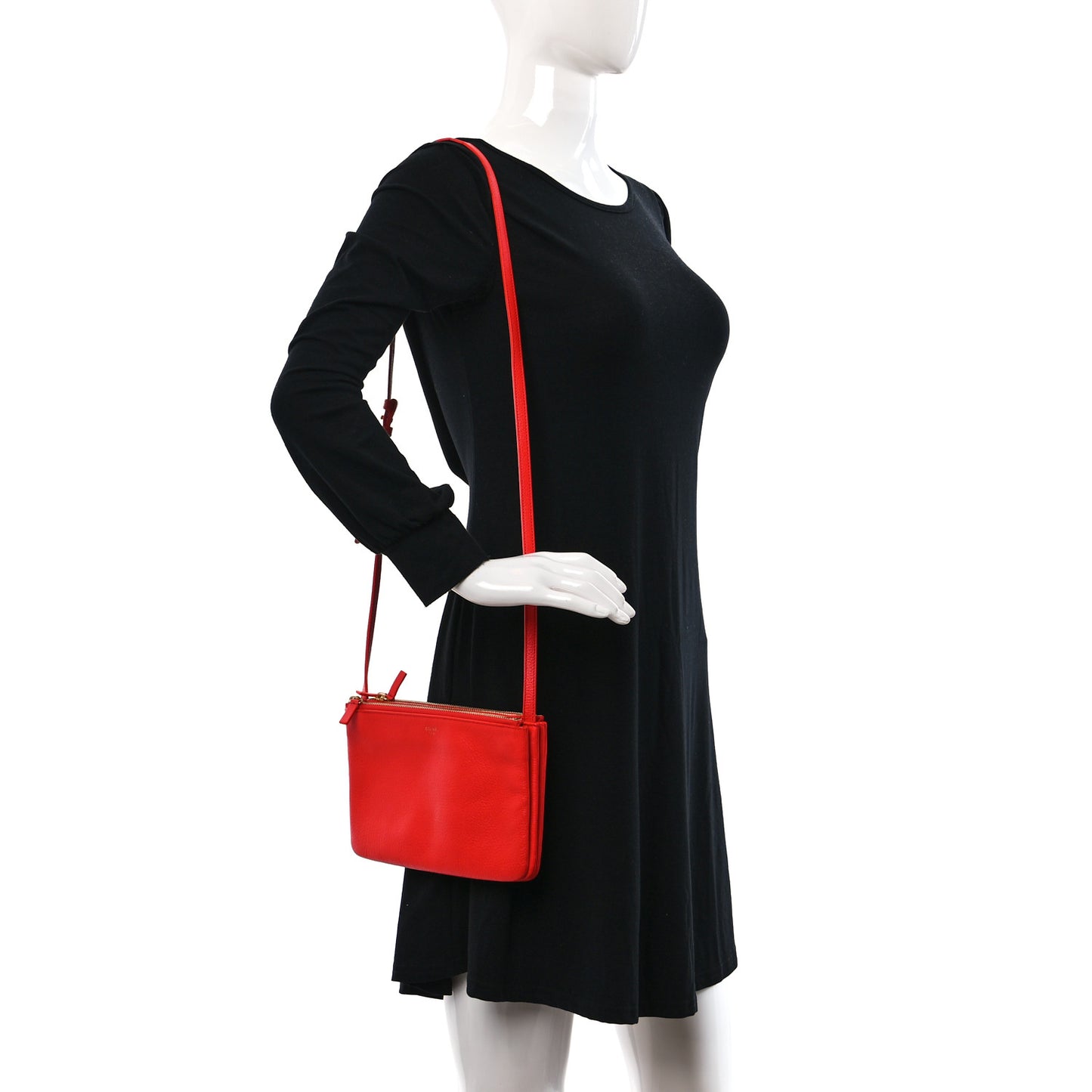 Goatskin Small Trio Crossbody Bag Alizarin
