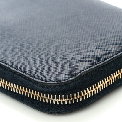 Prada Saffiano Metal Zip Around Wallet Baltico 11 of 15