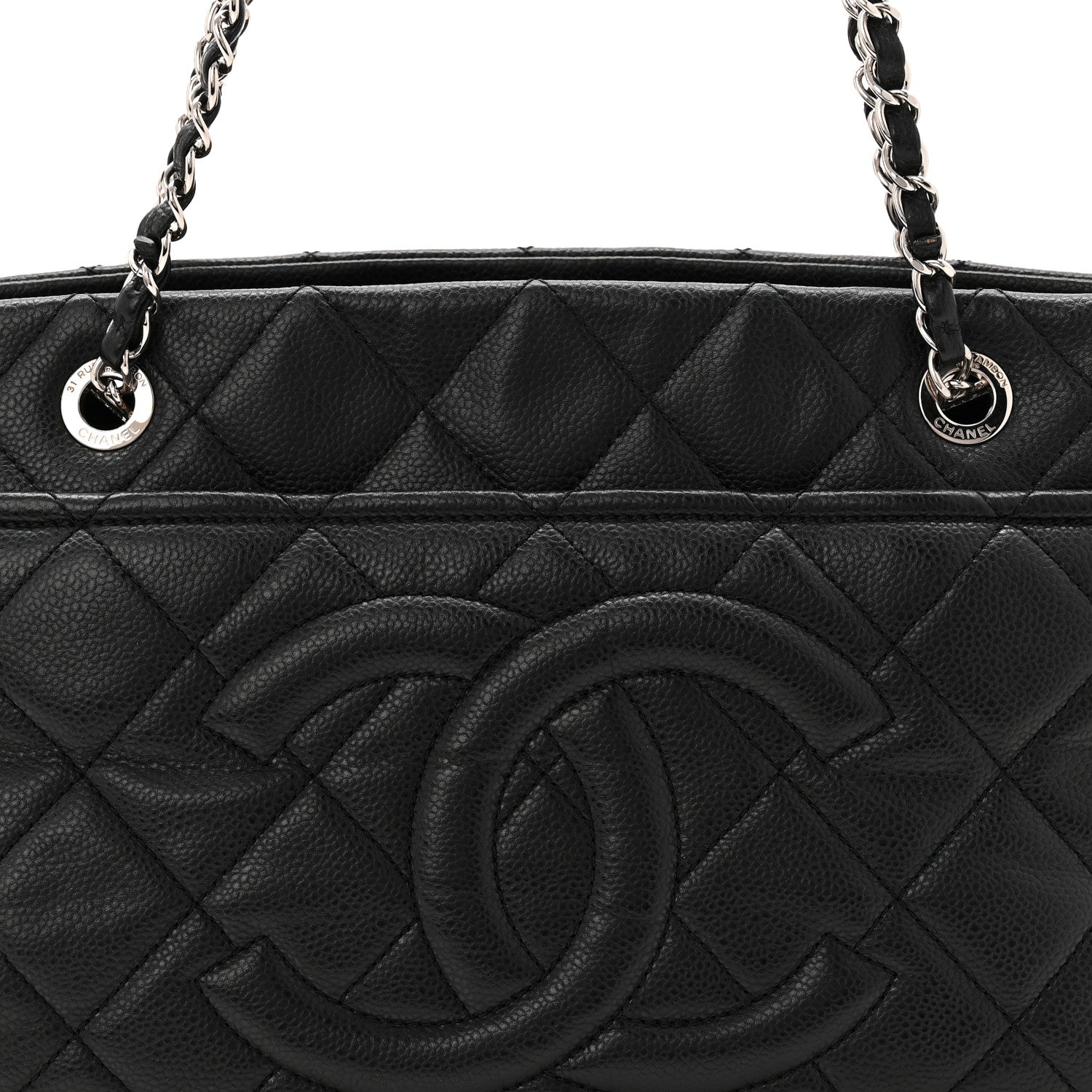 Chanel Caviar Quilted CC Timeless Soft Tote Black 9 of 12