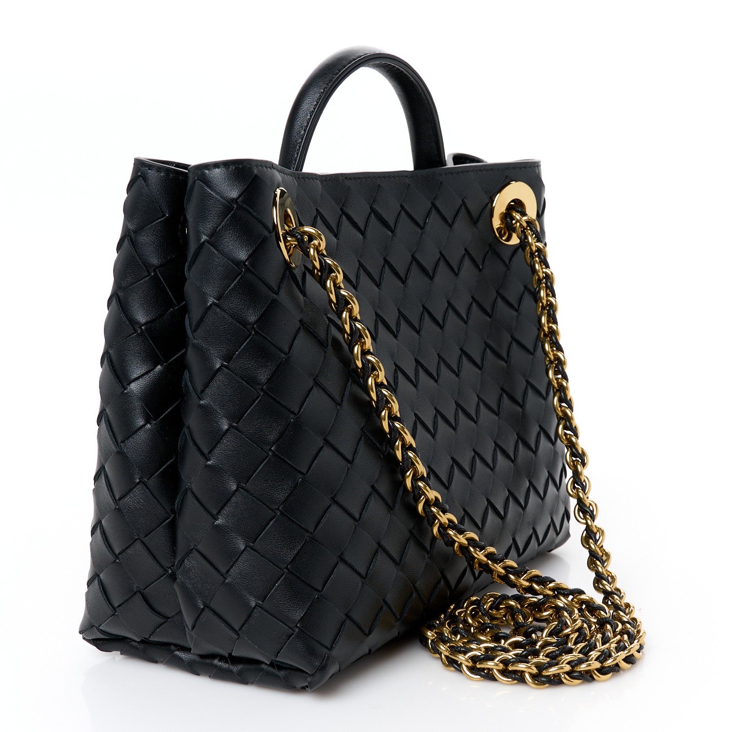 Bottega Veneta Nappa Intrecciato Small Andiamo With Chain Shoulder Bag Black 3 of 10