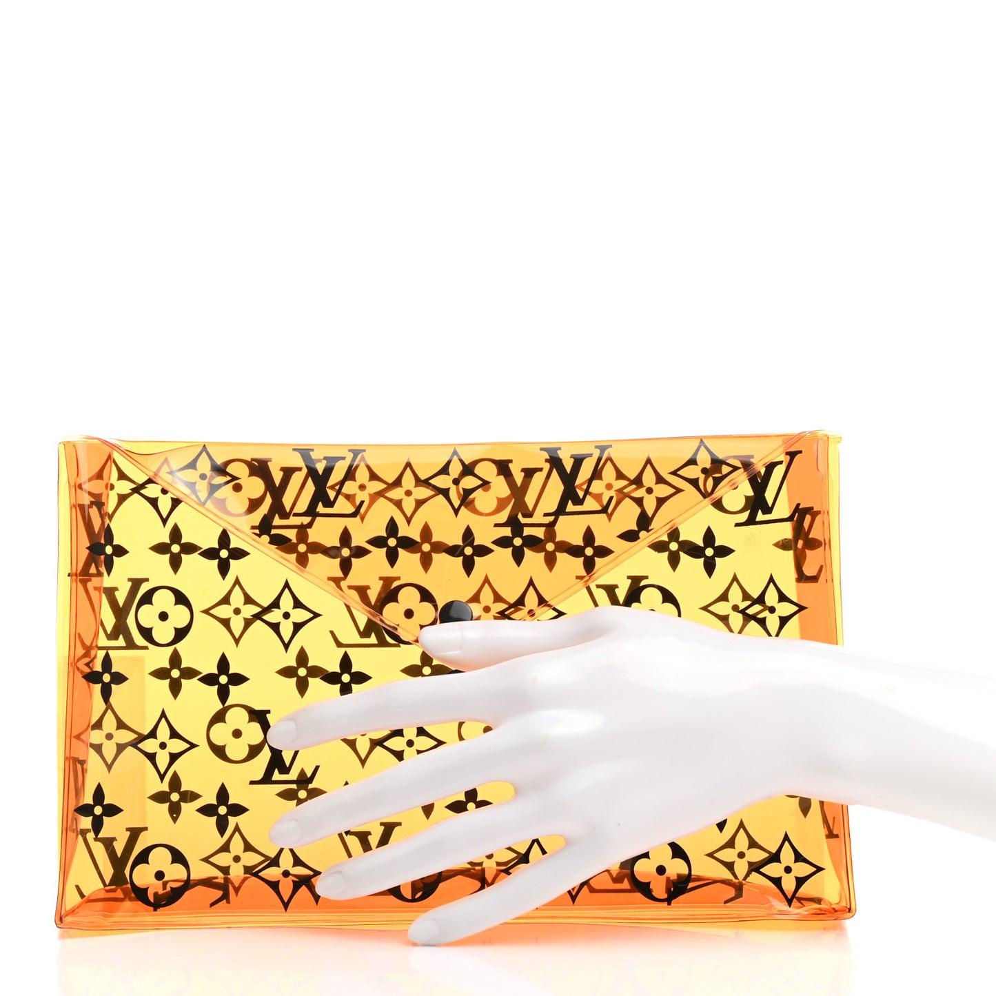 PVC Monogram Printed Envelope Pouch Orange