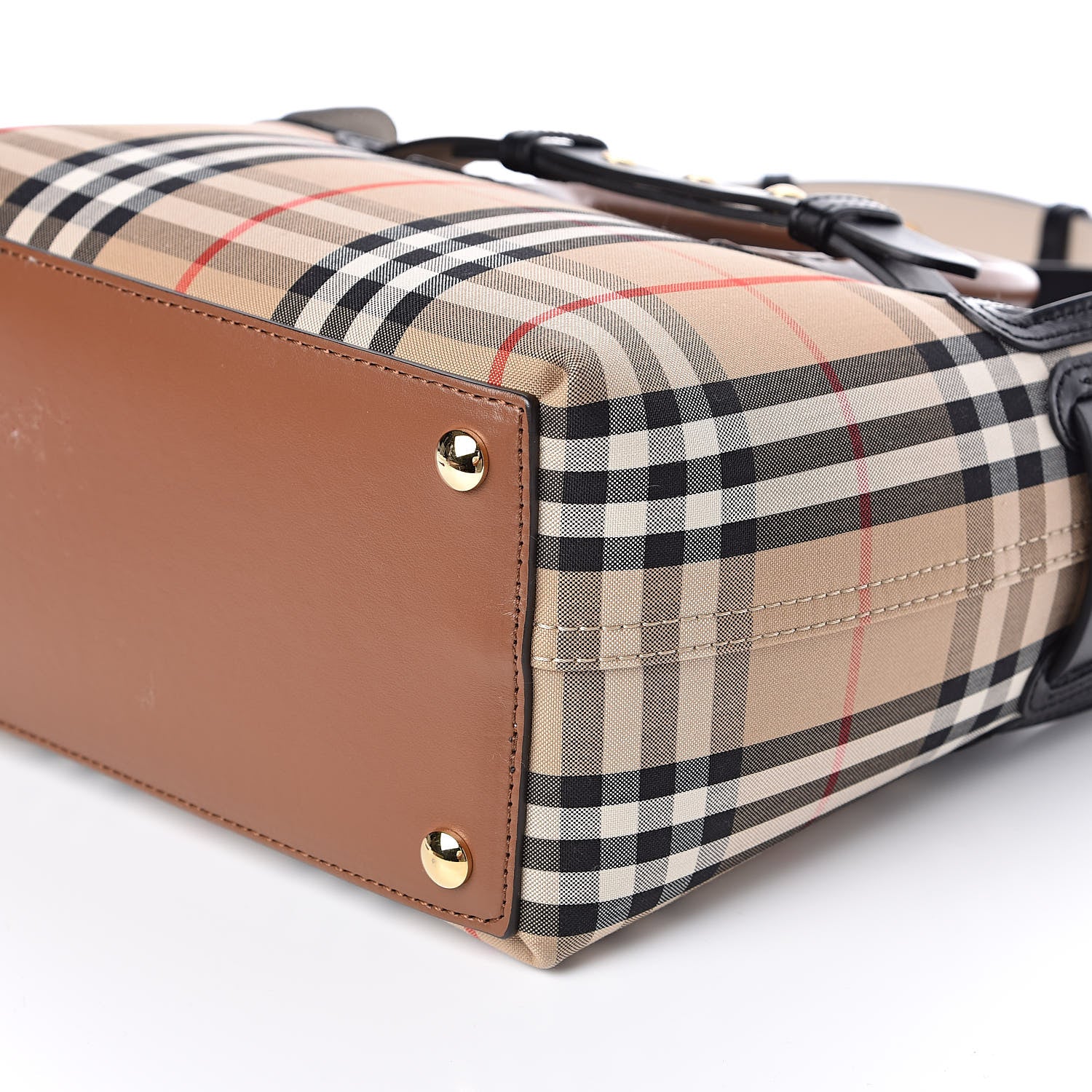Burberry Calfskin Vintage Check Triple Stud Mini Belt Bag Archive Beige 10 of 11