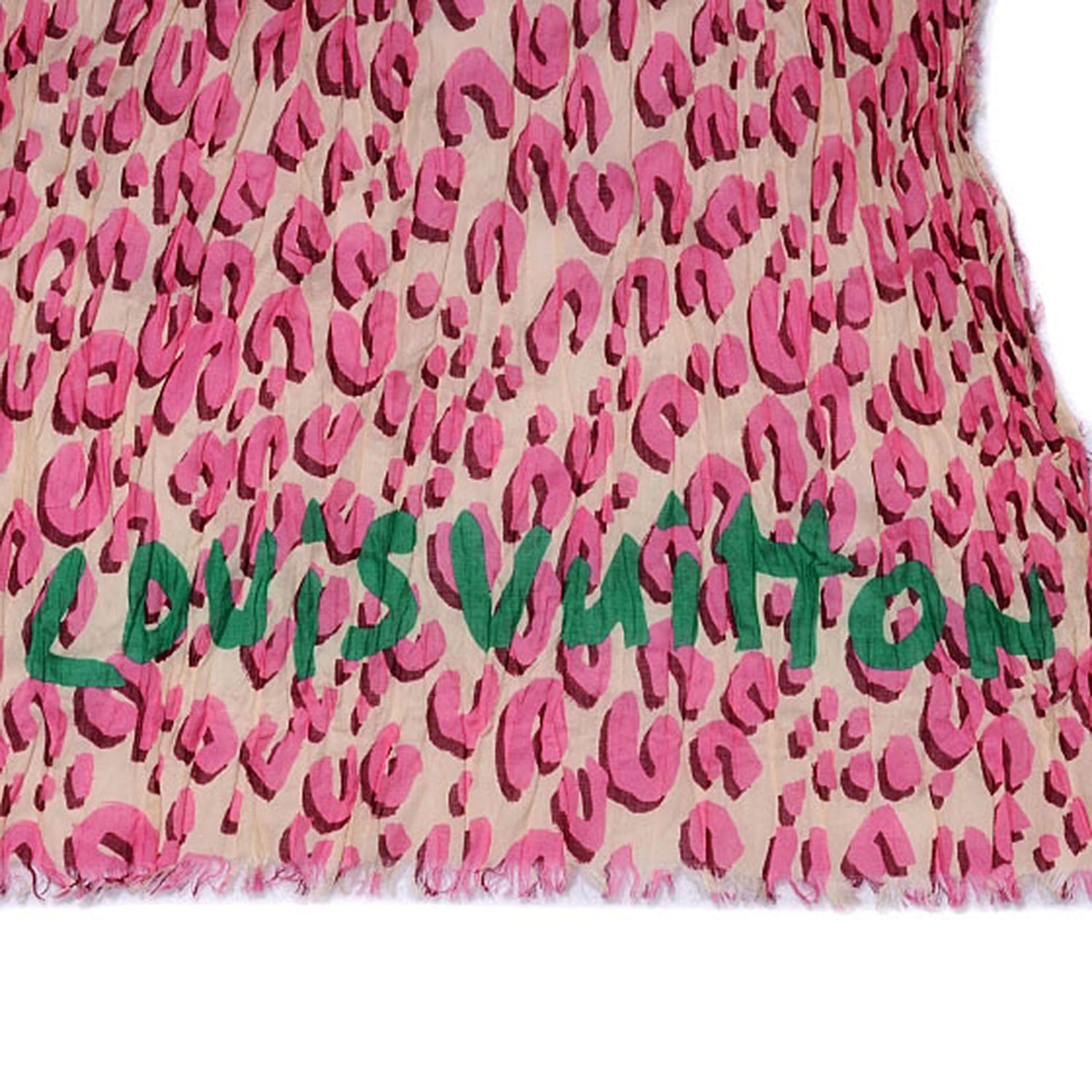 Louis Vuitton Cotton Leopard Pareo Blanc Corail 5 of 7