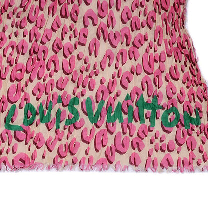 Louis Vuitton Cotton Leopard Pareo Blanc Corail 5 of 7