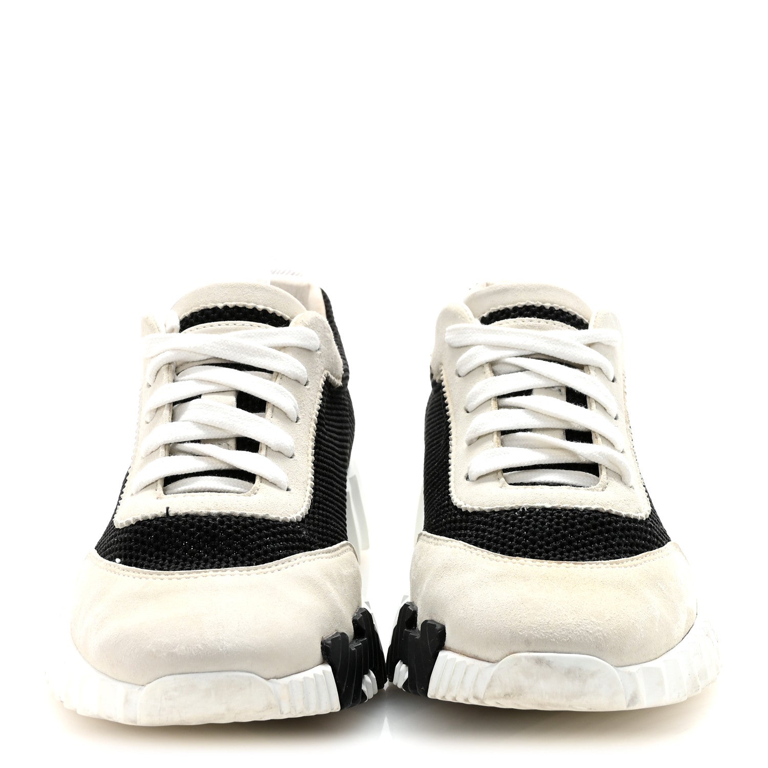 Hermes Air Mesh Suede Goatskin Bouncing Sneakers 35 Black Orange 3 of 9