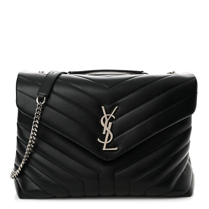 Saint Laurent Calfskin Y Quilted Monogram Medium Loulou Chain Satchel Black 1 of 14