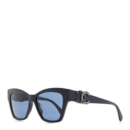 Chanel Acetate Square Cat Eye CC Sunglasses 5456QA Blue 1 of 9
