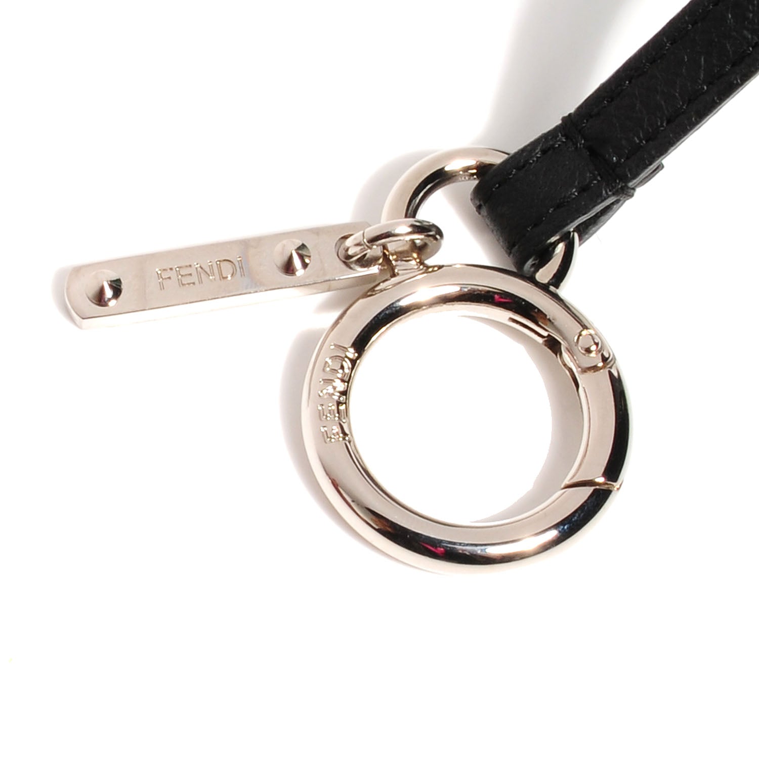 Fendi Fox Mink Goat Fur Karlito Bag Charm Black White Verde 5 of 6