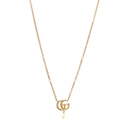 Gucci Pearl Double G Marmont Necklace Gold 1 of 5