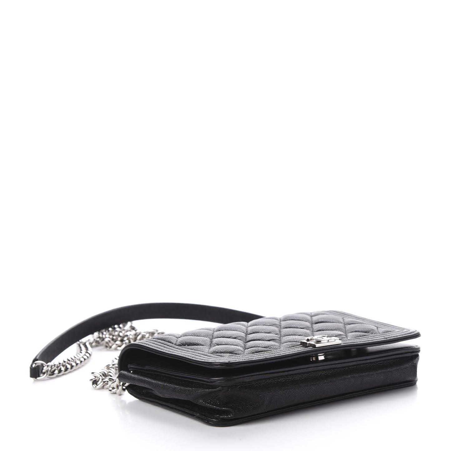 Caviar Quilted Boy Wallet On Chain WOC Black