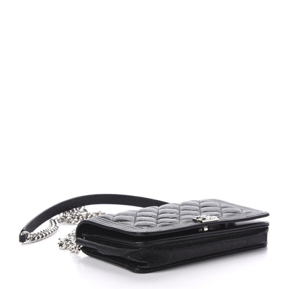 Chanel Caviar Quilted Boy Wallet On Chain WOC Black 4 of 12