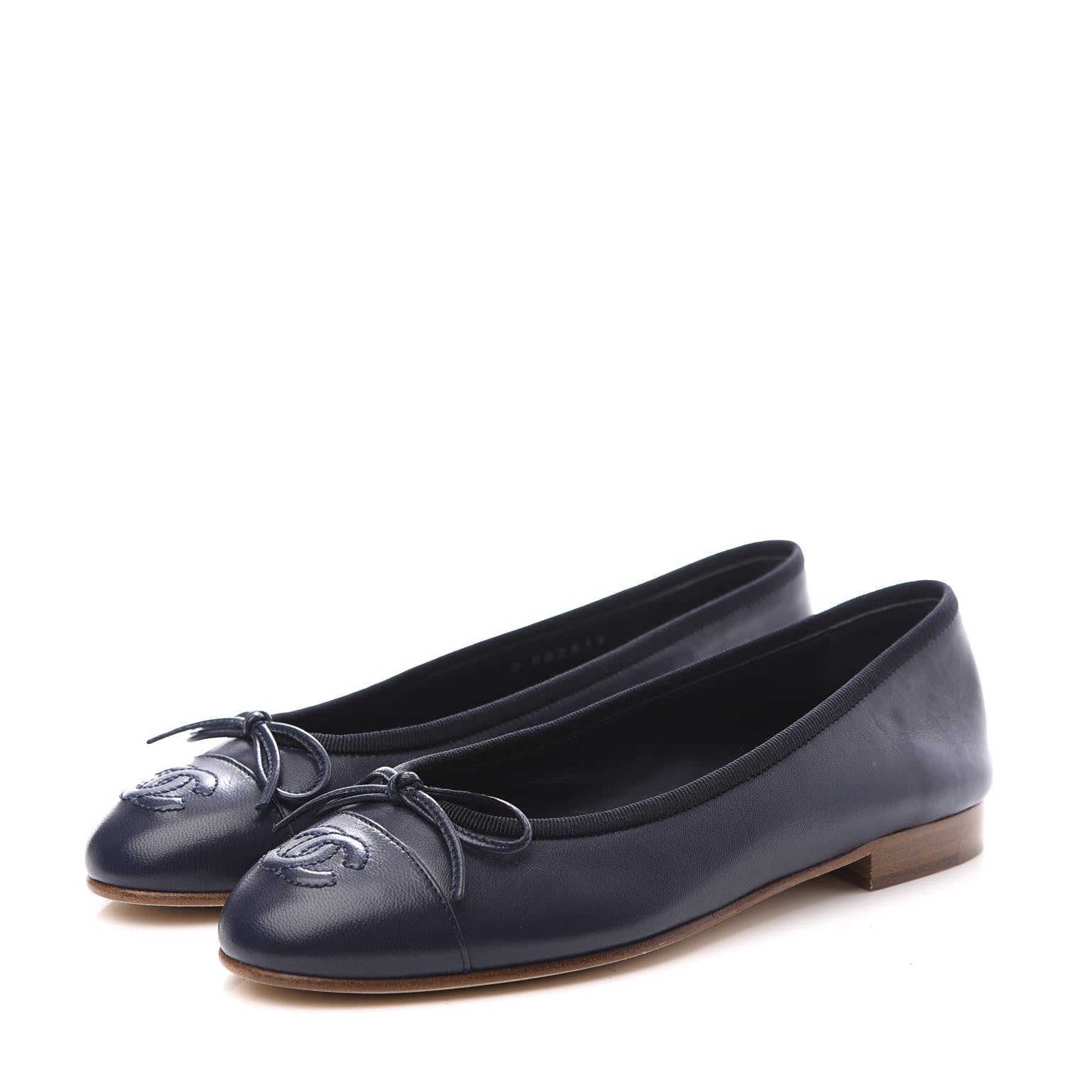 Chanel Lambskin CC Cap Toe Ballerina Flats 35 Navy 2 of 10