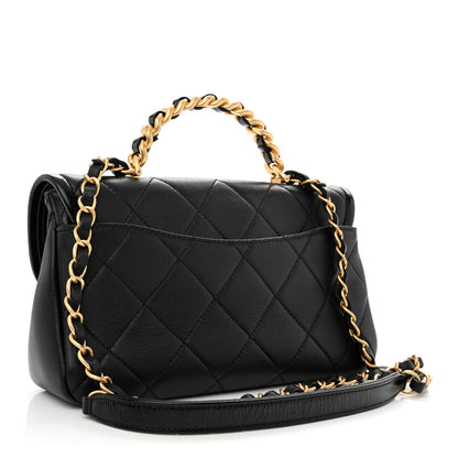Chanel Lambskin Quilted Small La Parisienne Top Handle Flap Black 3 of 10