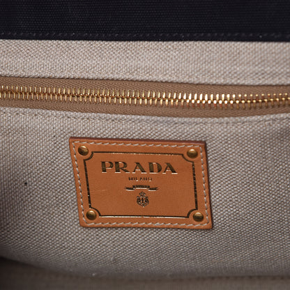 Prada Canapa Striped Tote Arancio 6 of 9