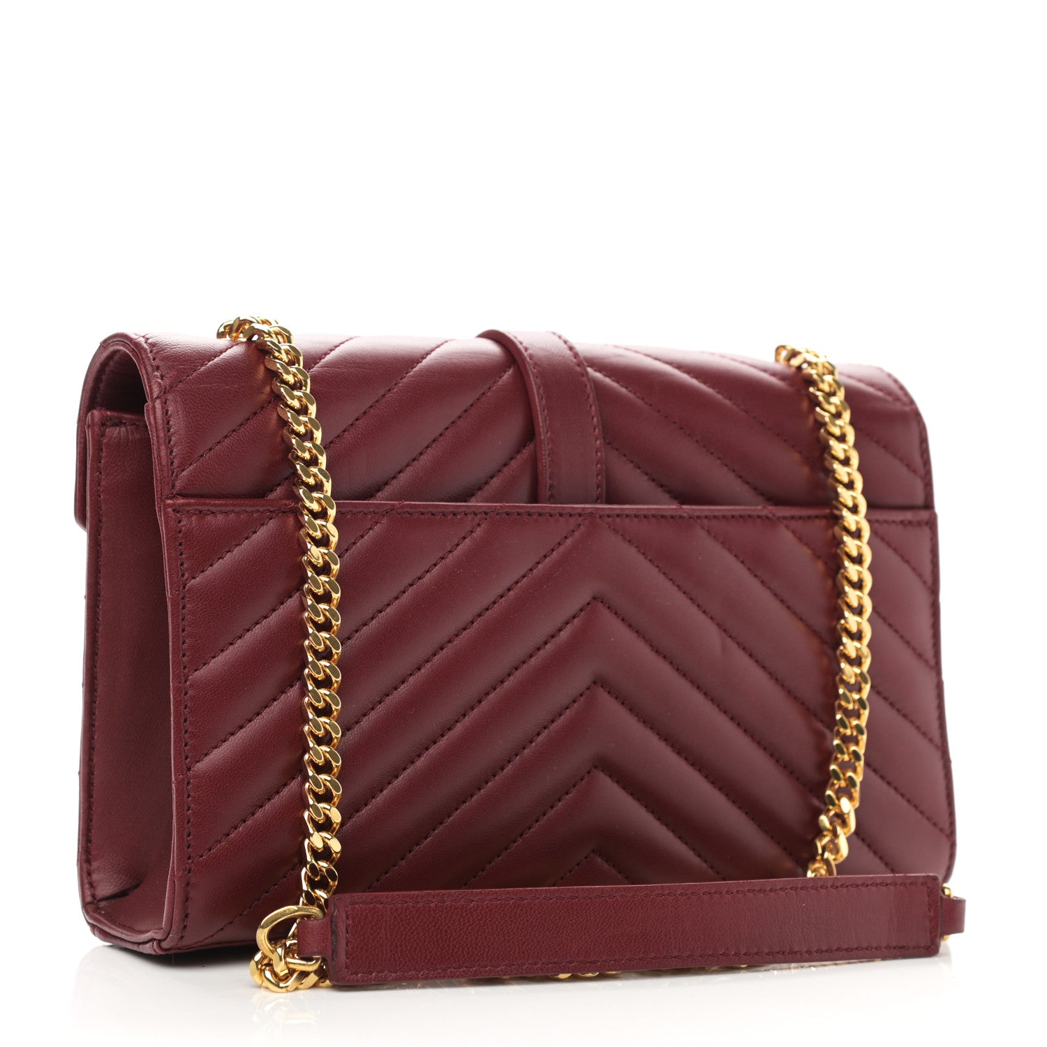 Saint Laurent Lambskin Matelasse Chevron Small Monogram Satchel Oxblood 2 of 9