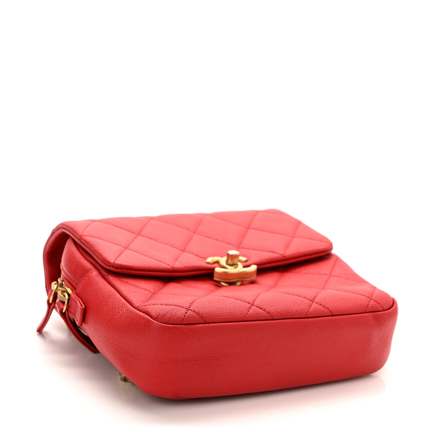 Shiny Caviar Quilted Chain Melody Backpack Red
