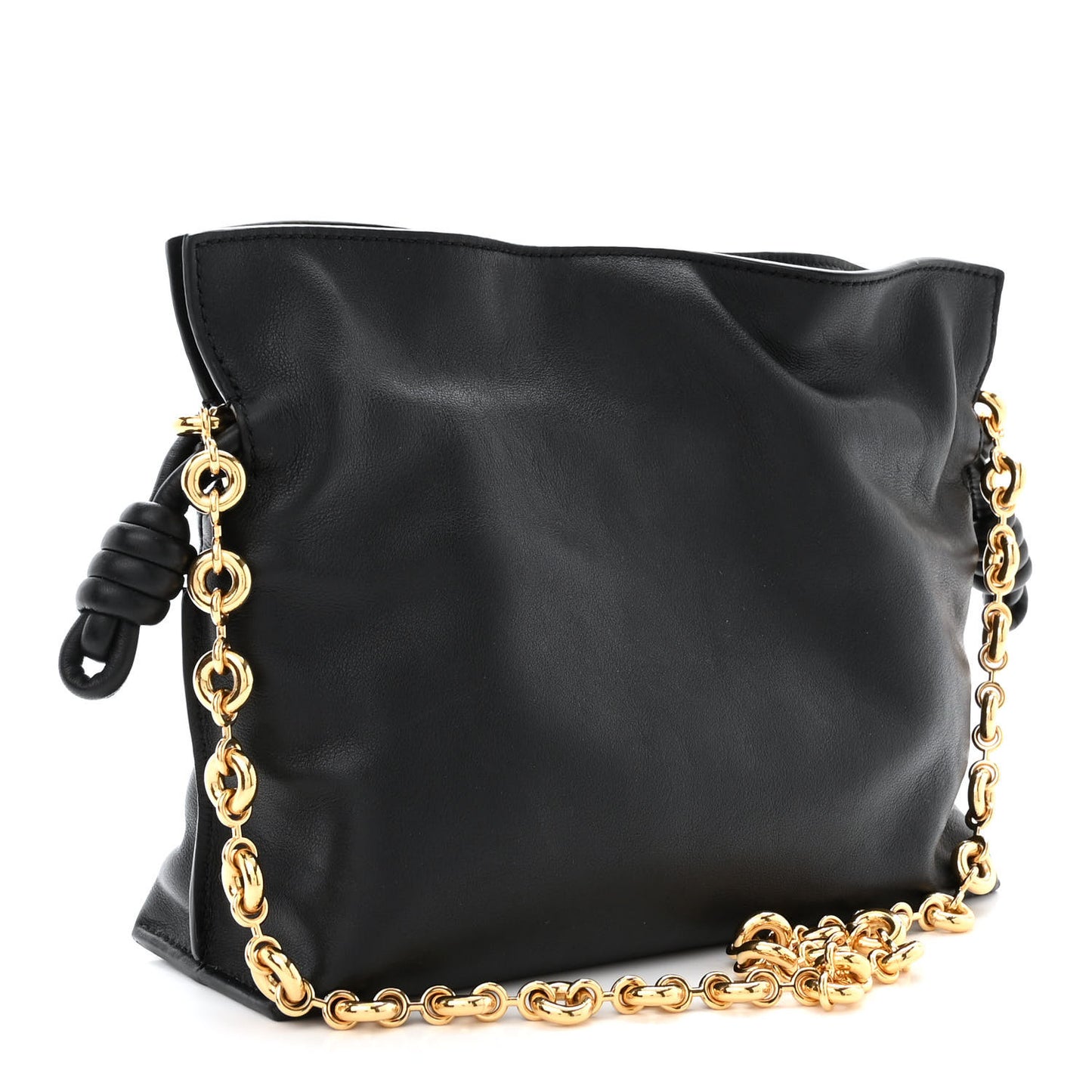 Nappa Calfskin Mini Flamenco Knot Clutch With Chain Black