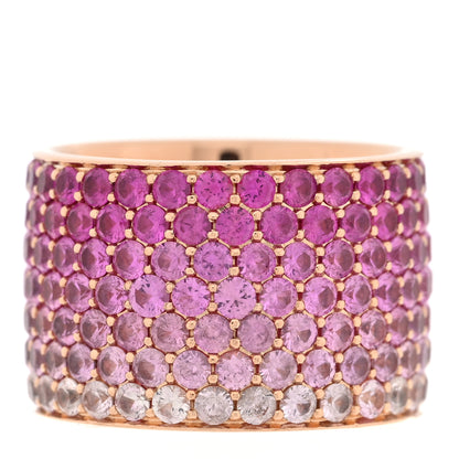 Parker & West by FASHIONPHILE 18K Yellow Gold Pink White Sapphire Flamingo Ombre Cigar Ring 54 7 3 of 9