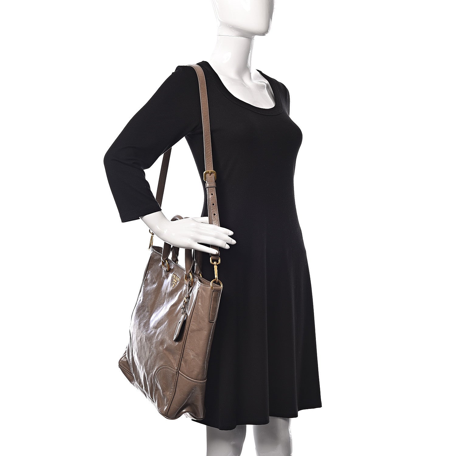 Prada Vitello Shine Tote Argilla 2 of 9