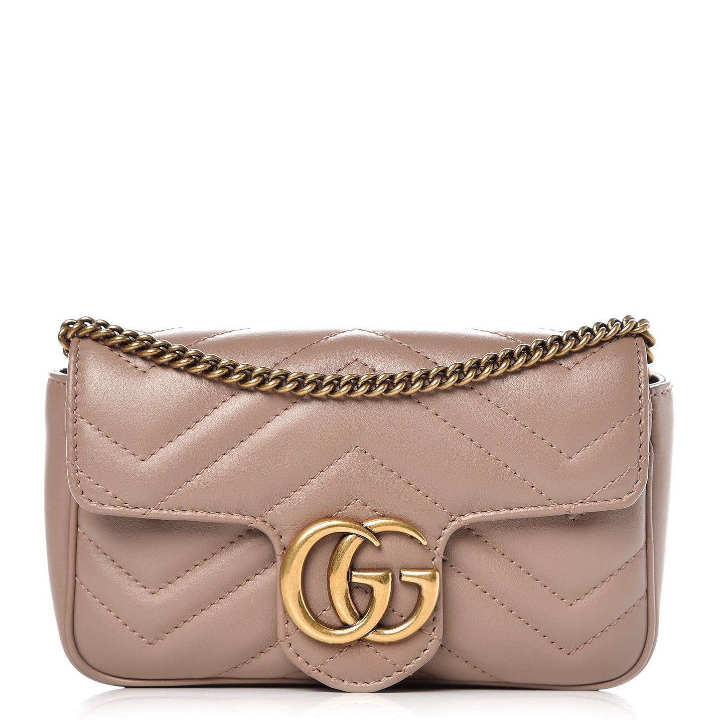 Calfskin Matelasse Super Mini GG Marmont Shoulder Bag Porcelain Rose