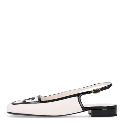 Chanel Lambskin Patent Calfskin CC Slingback Sandals 38 White Black 1 of 11