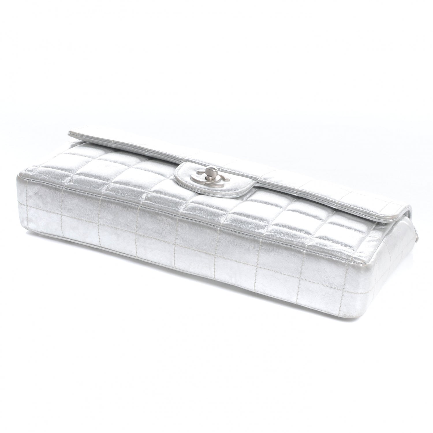 Chanel Lambskin East West Chocolate Bar Flap Silver 4 of 8