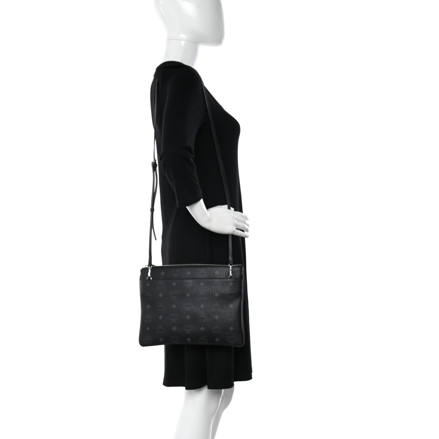 MCM Visetos Medium Crossbody Pouch Black 2 of 9