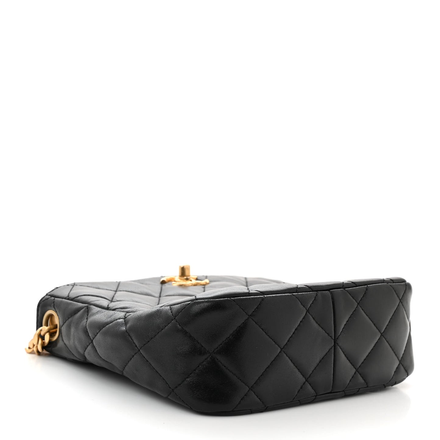 Lambskin Quilted Pillow Crush Hobo Black