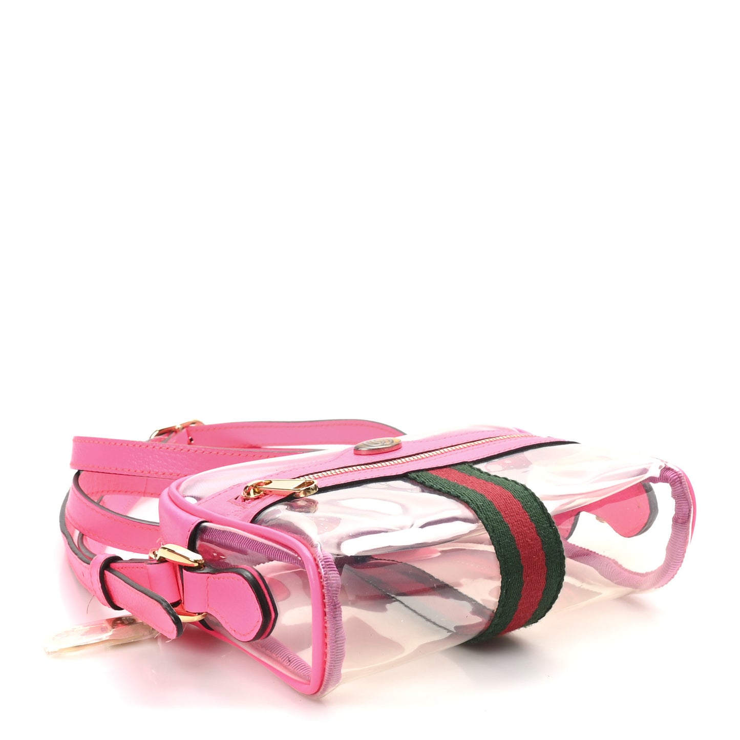 Vinyl Web Mini Ophidia Transparent Shoulder Bag Fluorescent Fuchsia