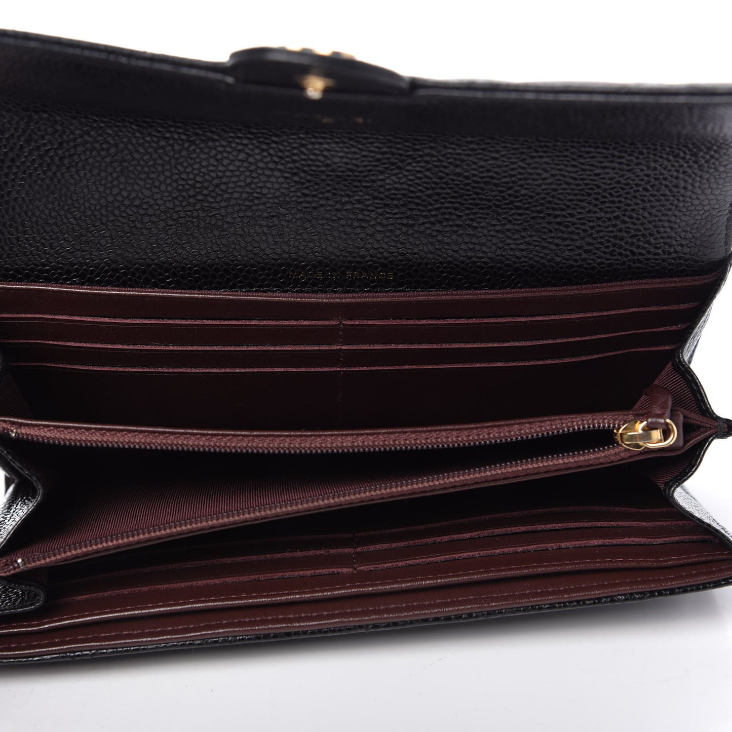 Caviar Quilted Large Gusset Flap Wallet Black