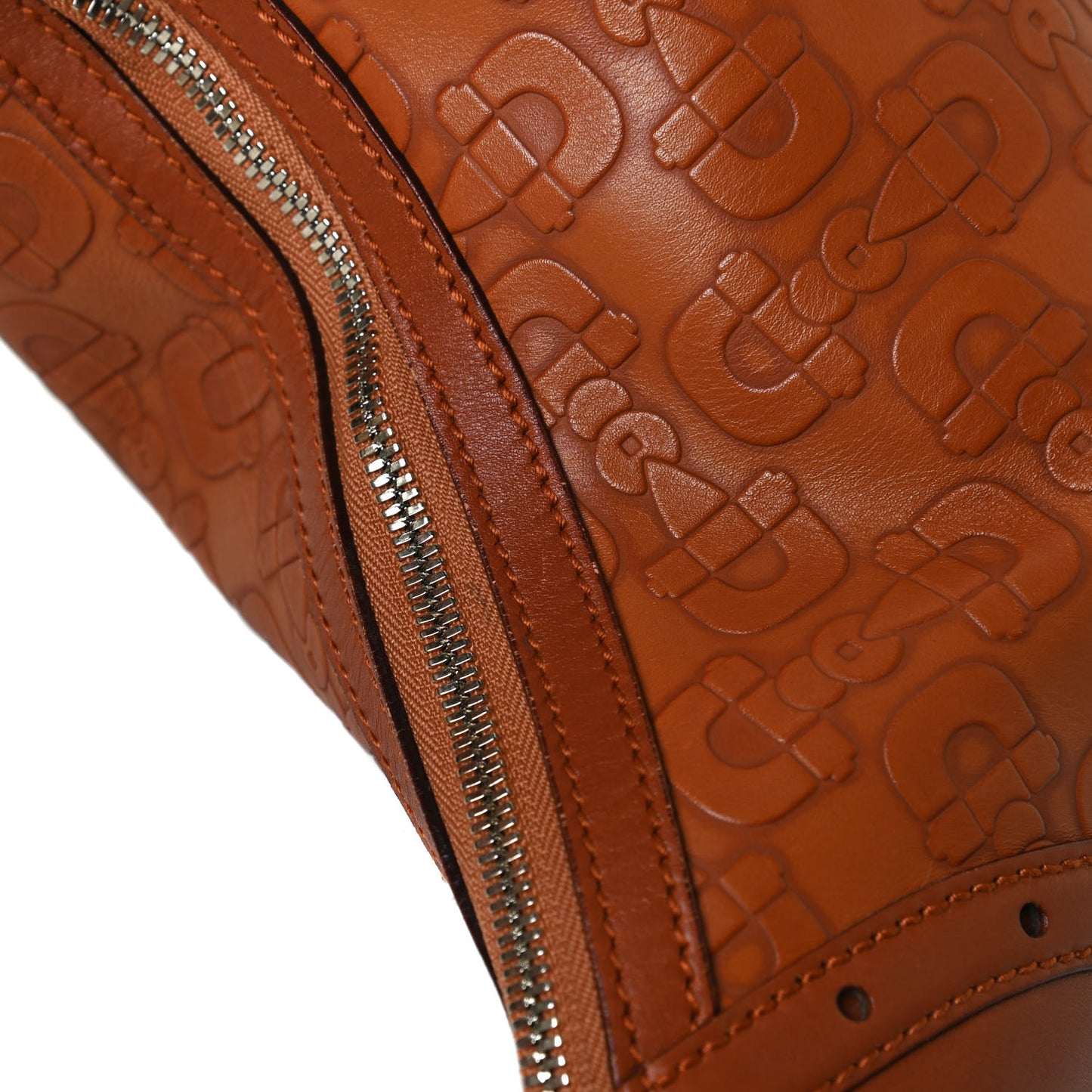 GGUCCI Calfskin Horsebit Embossed Glam Hobo Tan