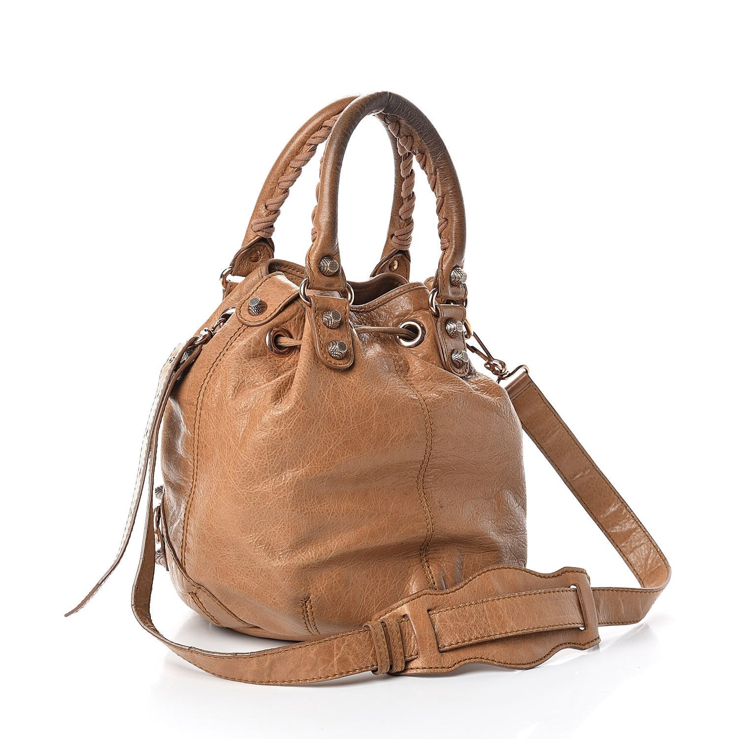 Agneau Giant 12 Rose Gold Hardware Mini Pompon Cumin