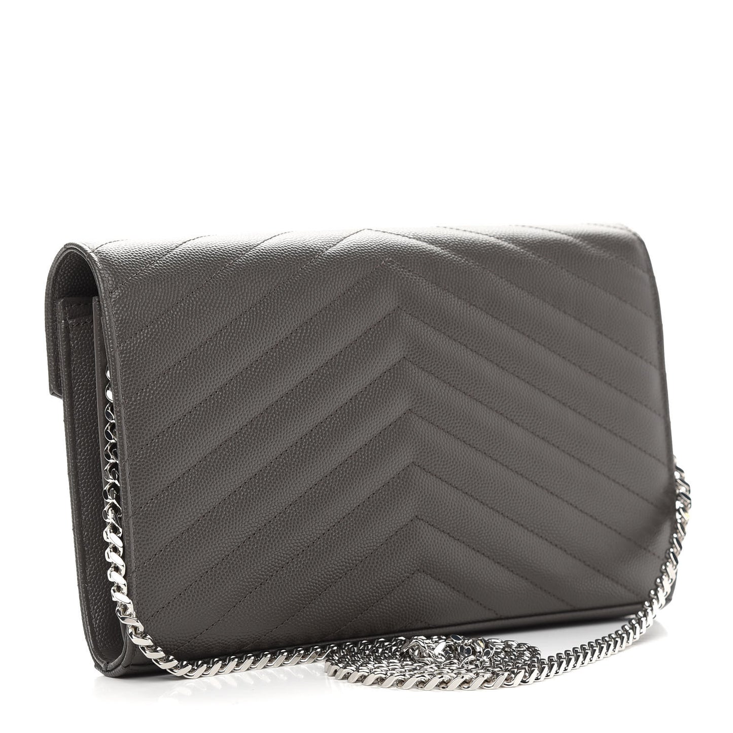 Grain De Poudre Matelasse Chevron Monogram Chain Wallet Earth