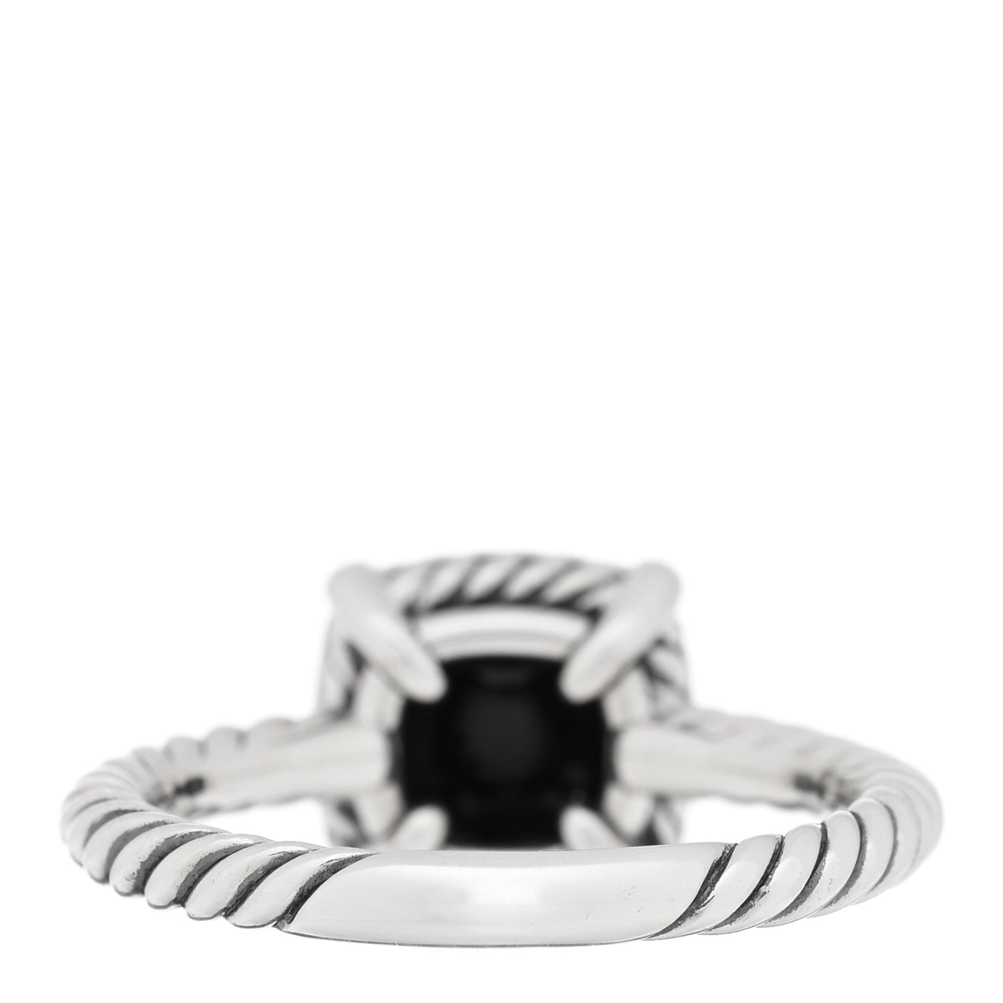 Sterling Silver Diamond Black Onyx 7mm Petite Chatelaine Pave Bezel Ring 54 7