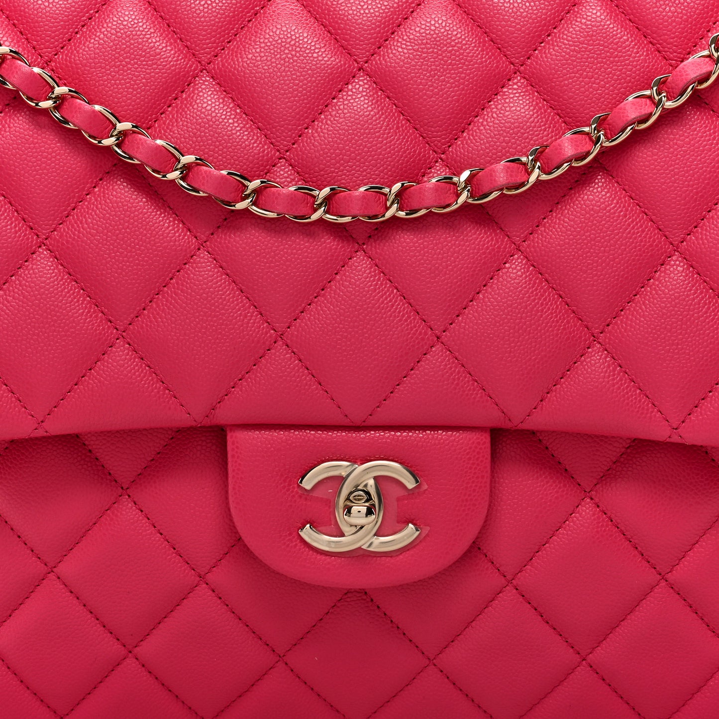 Caviar Quilted XXL Travel Flap Bag Dark Pink