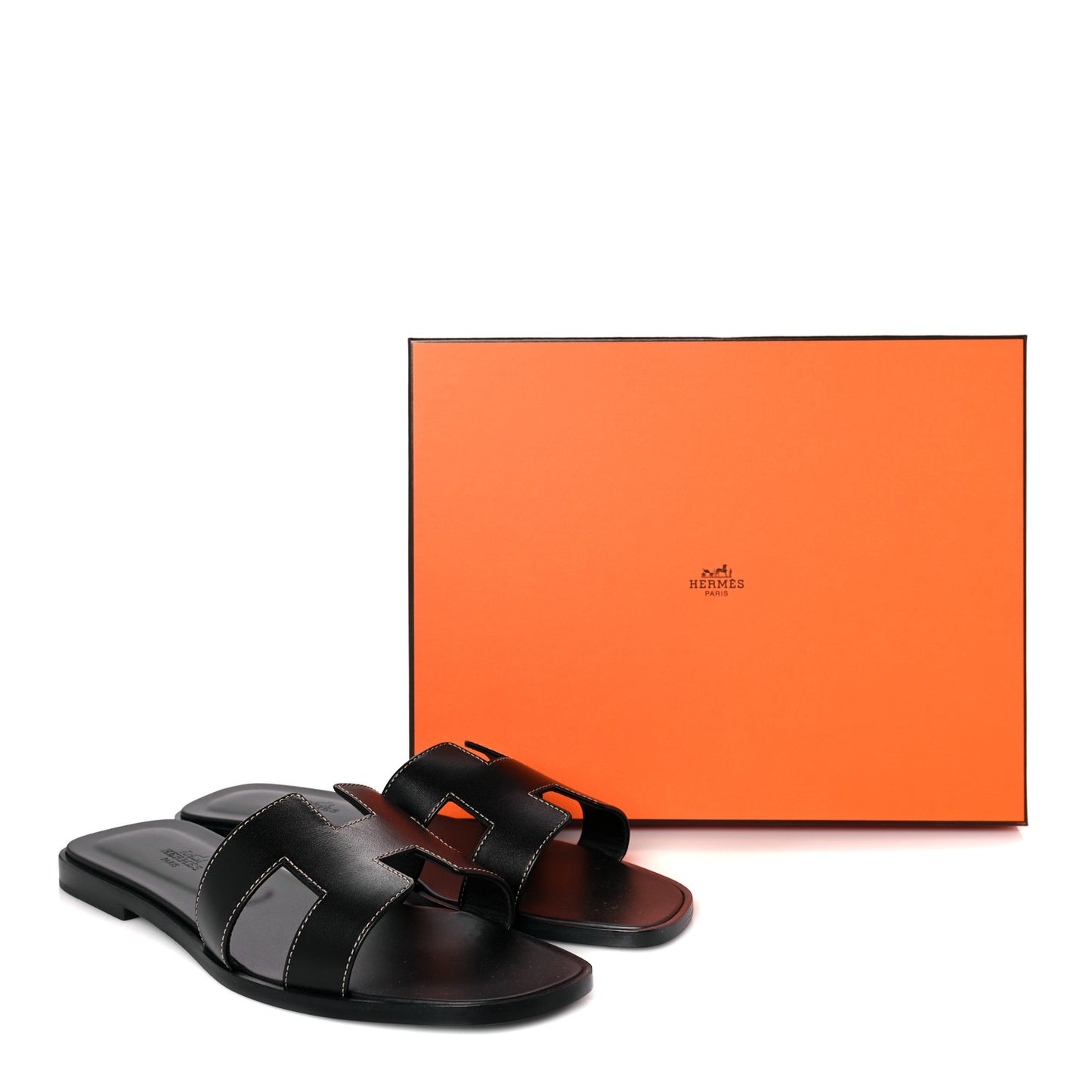 Box Calfskin Oran Sandals 39.5 Black