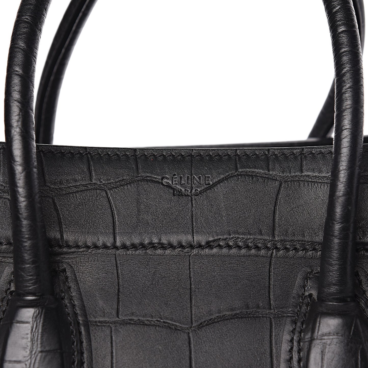 Crocodile Embossed Calfskin Medium Phantom Luggage Black