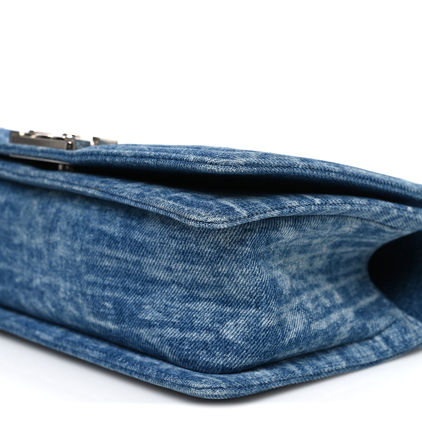 Cotton Tweed Denim Medium Boy Flap Light Green Light Blue