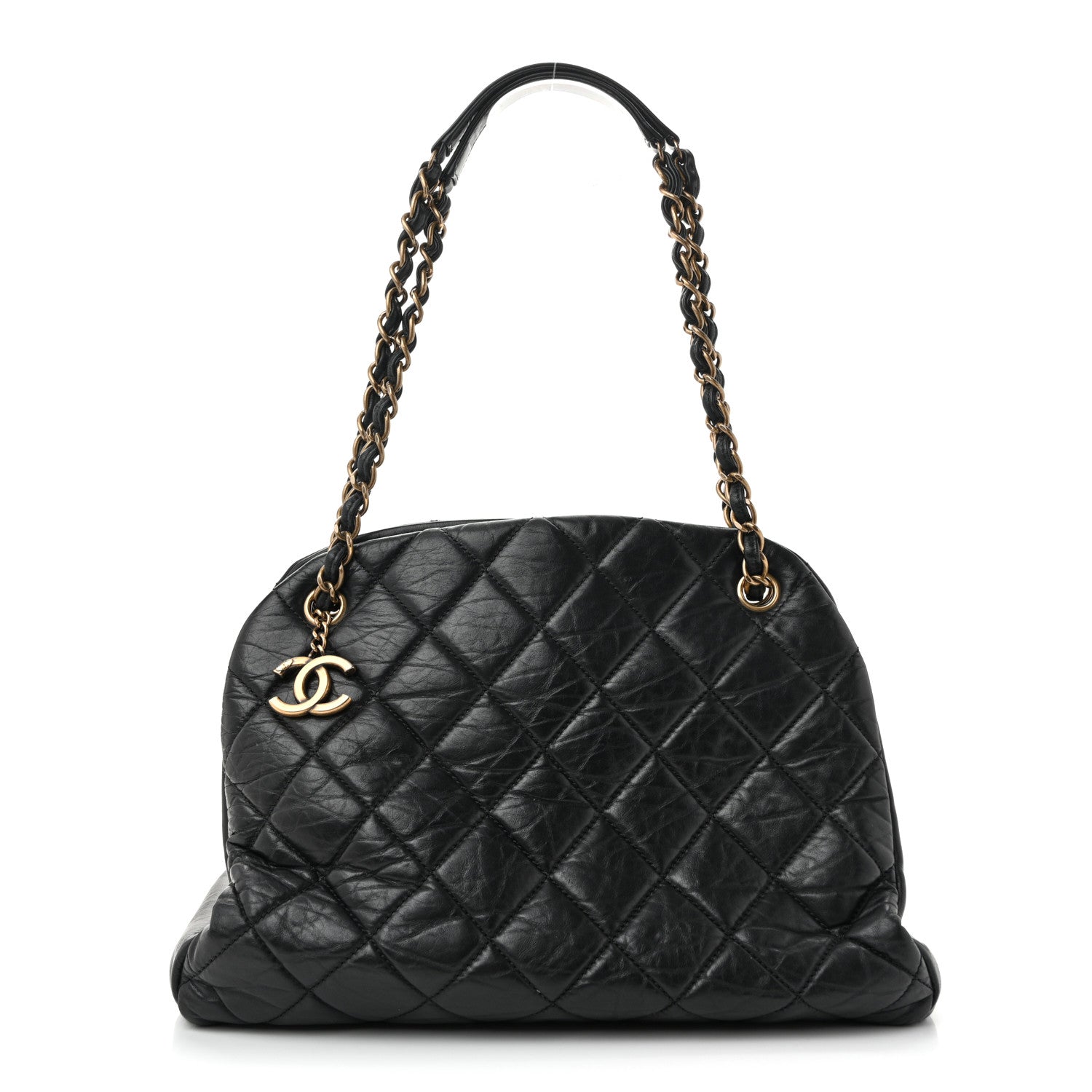Chanel Aged Calfskin Large Just Mademoiselle Bowling Bag Black 2 of 27