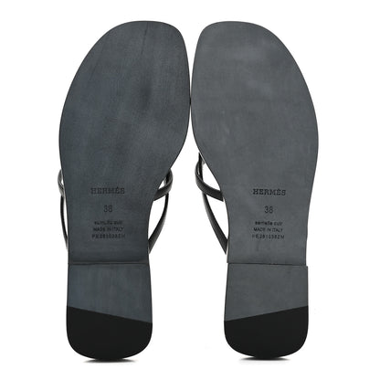 Hermes Calfskin Miss Sandals 38 Black 6 of 8