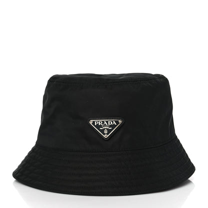 Prada Re-Nylon Metal Triangle Logo Womens Bucket Hat M Black 2 of 7