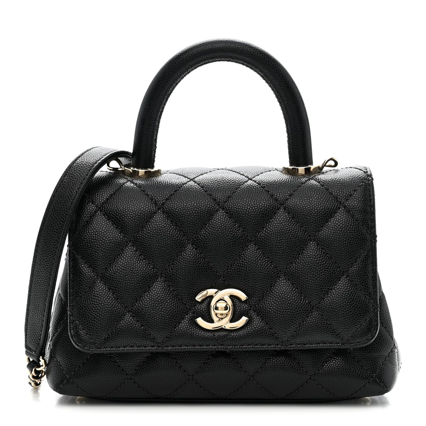 Caviar Quilted Extra Mini Coco Handle Flap Black