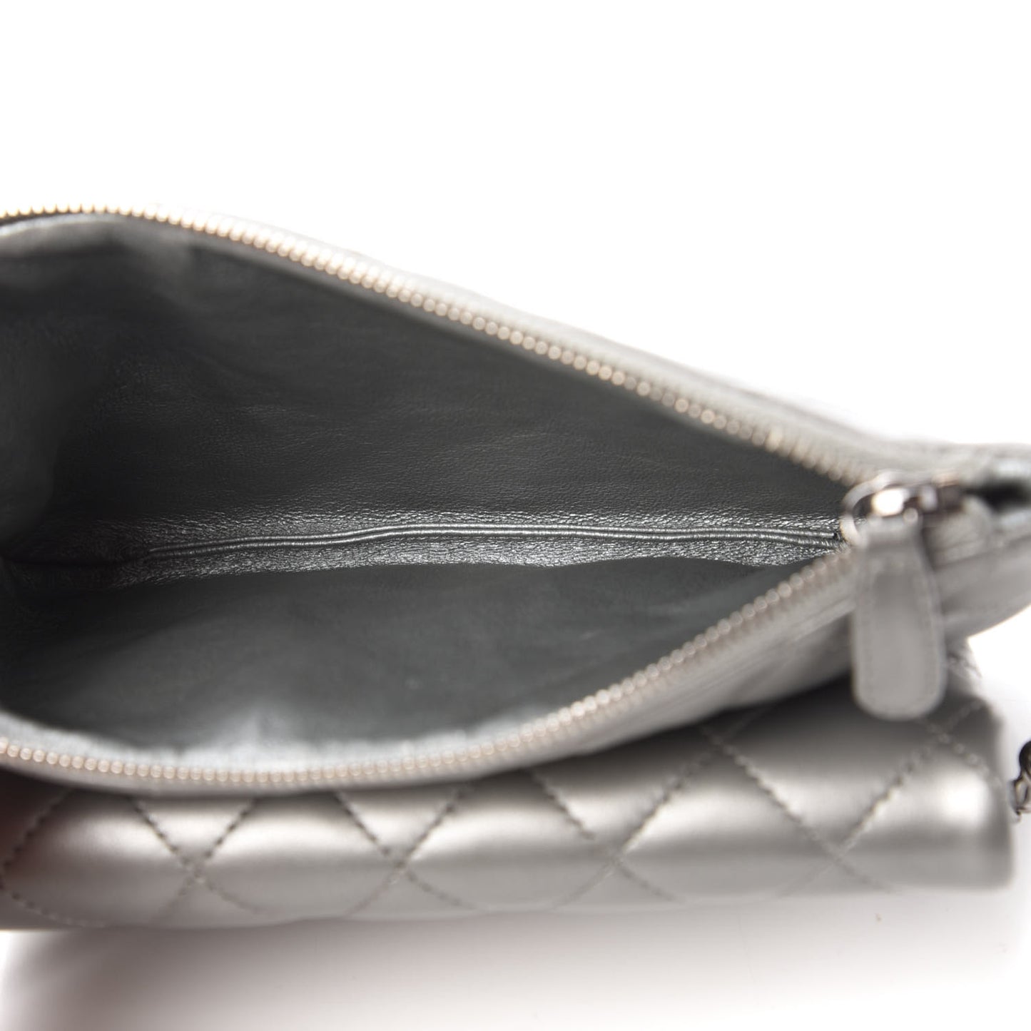 Metallic Calfskin Quilted Daily Zip Crossbody Silver