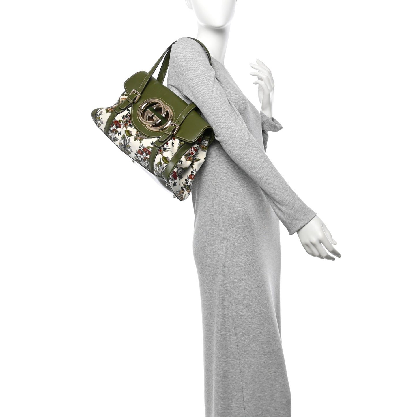 Velvet Calfskin Floral Hobo Green Multicolor