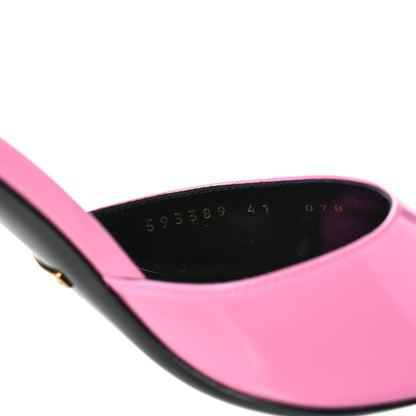 Gucci Polished Calfskin Scarlet Mid Heel Slide Sandals 41 Pink Plexi 8 of 9