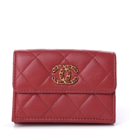 Chanel Lambskin Quilted Small 19 Flap Wallet Red 1 of 14