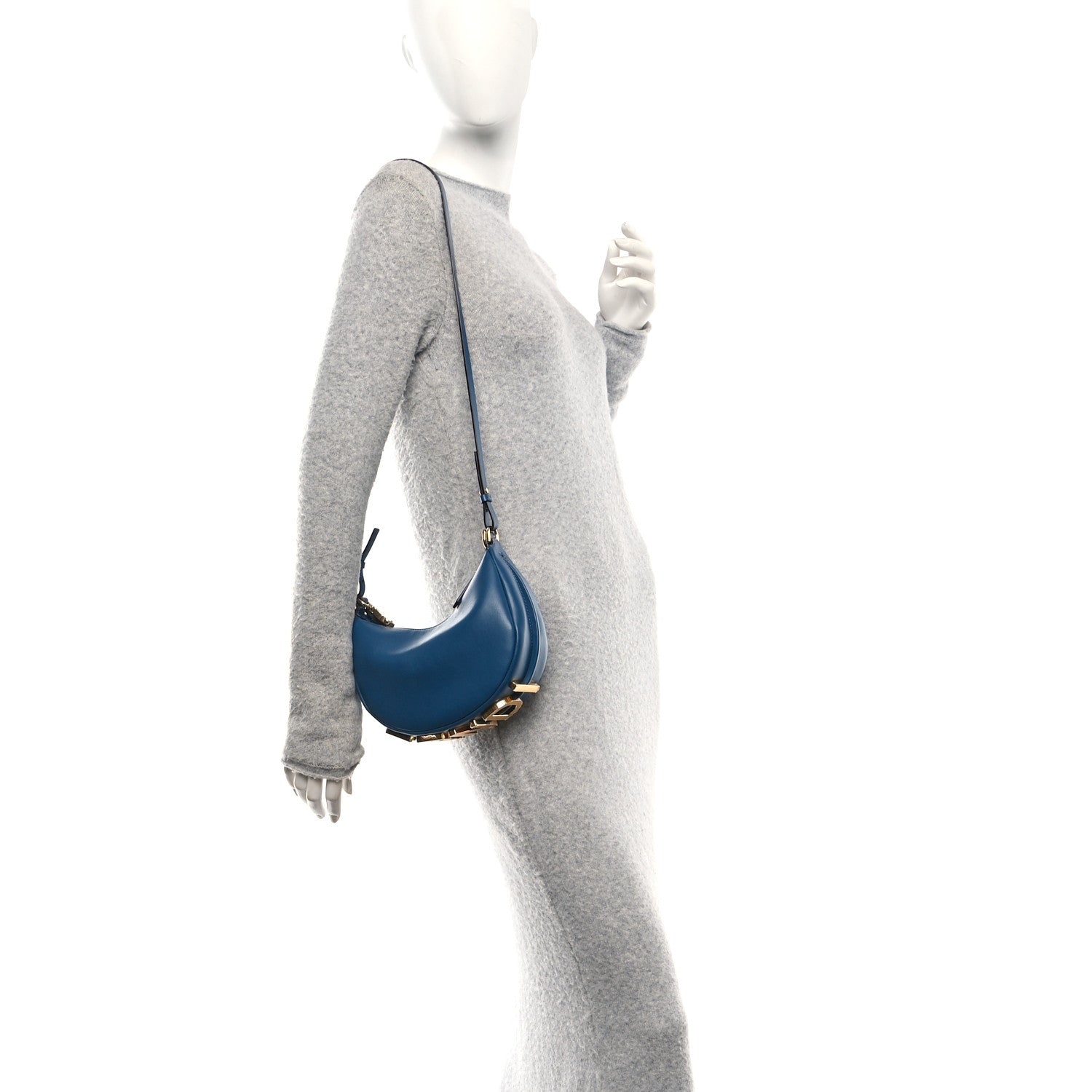 Fendi Vitello Grace Matte Mini Fendigraphy Hobo Bag Mirto 2 of 10